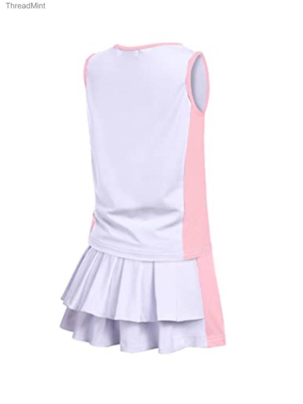 Girls Tennis Dress with Pockets Sleeveless Tank Top and Skirt Set 87% Polyester